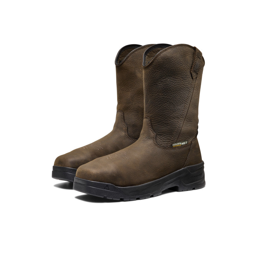 Mens CSA Flatland Pull-On Waterproof Work Boot INT MET Carbon Toe Dark BrownBlack