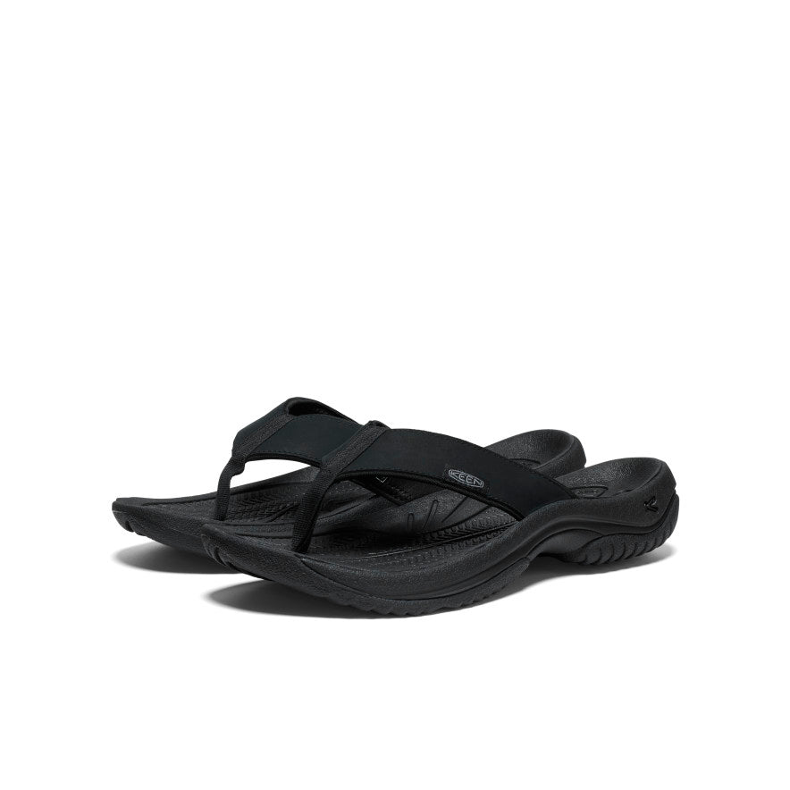 Mens Kona Leather Flip-Flop BlackSteel Grey