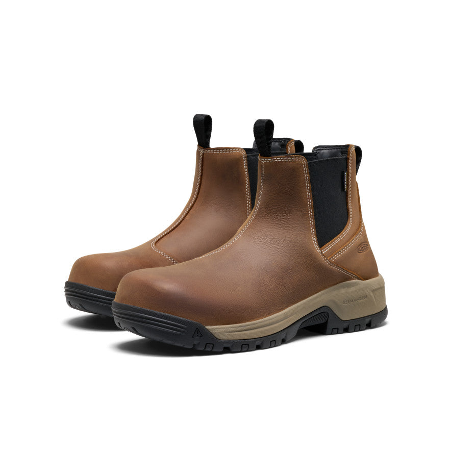 Mens Evanston Chelsea Waterproof Work Boot Carbon Toe BisonBlack