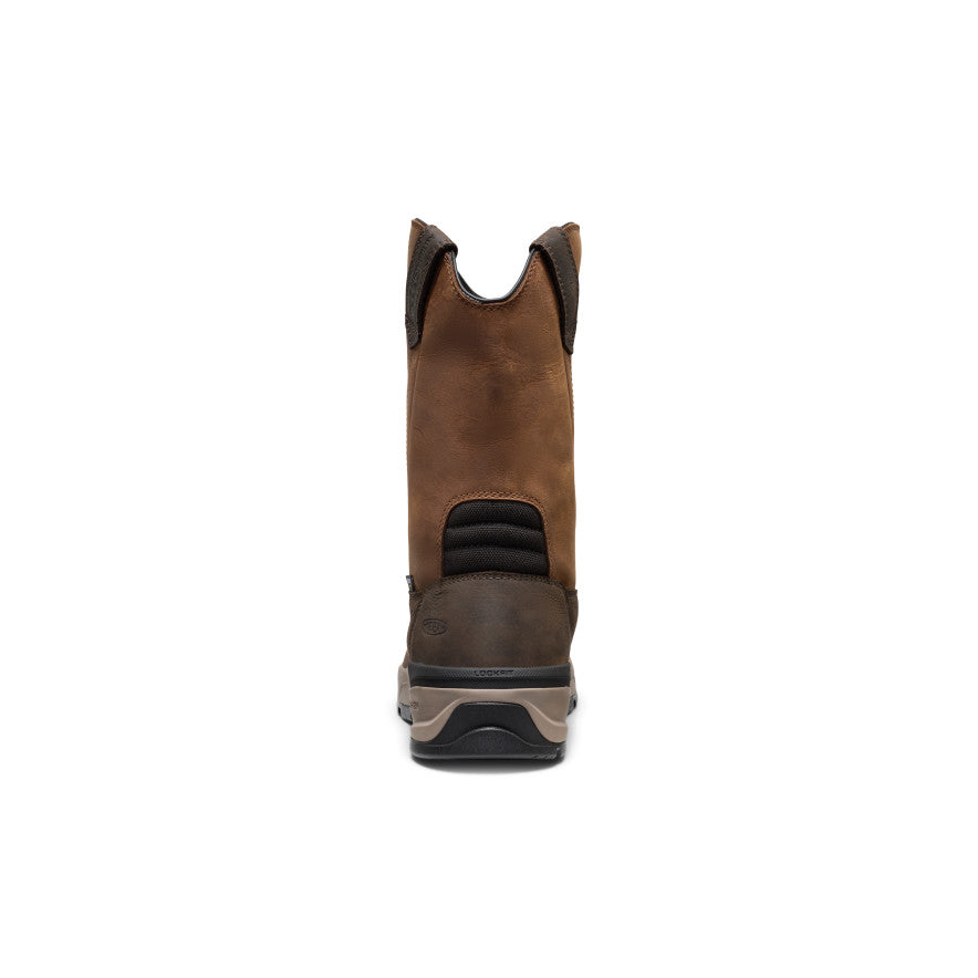Mens Flatland Pull-On Waterproof Work Boot Soft Toe BisonBlack