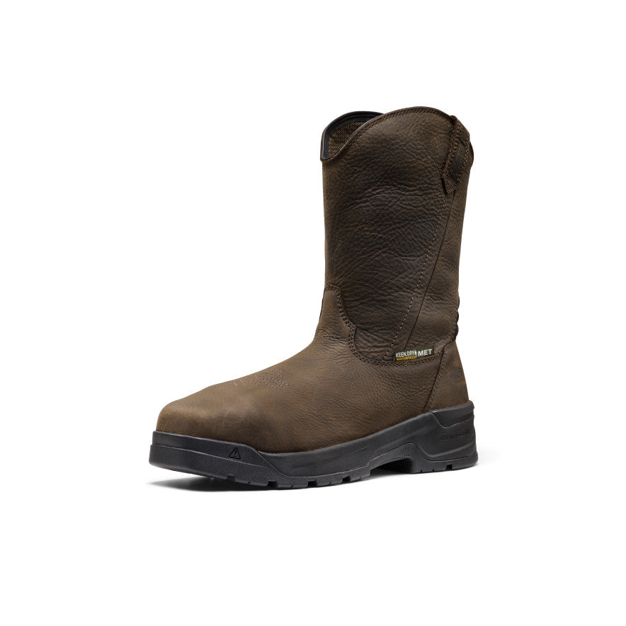 Mens CSA Flatland Pull-On Waterproof Work Boot INT MET Carbon Toe Dark BrownBlack
