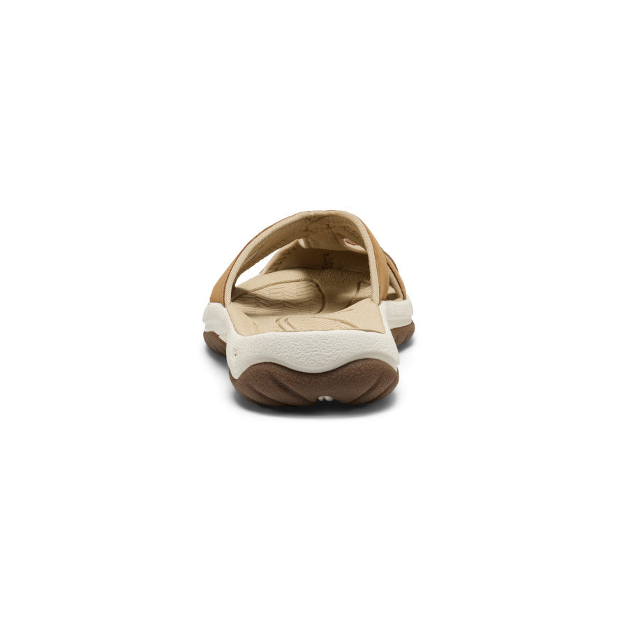 Womens Bali Leather Slide Sandal ChipmunkBirch