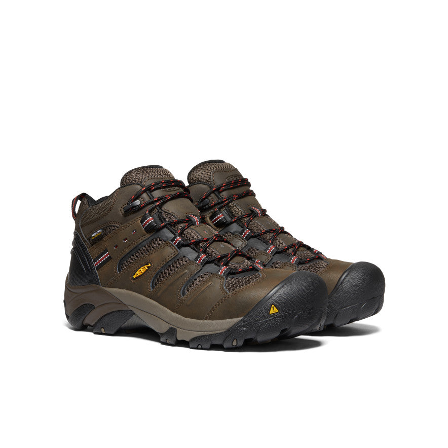 Mens Lansing Mid Waterproof Steel Toe Cascade BrownBrindle
