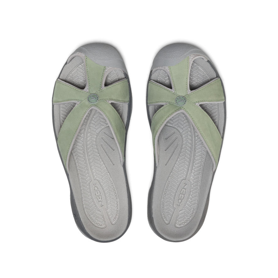 Womens Bali Leather Slide Sandal Lily PadSteel Grey