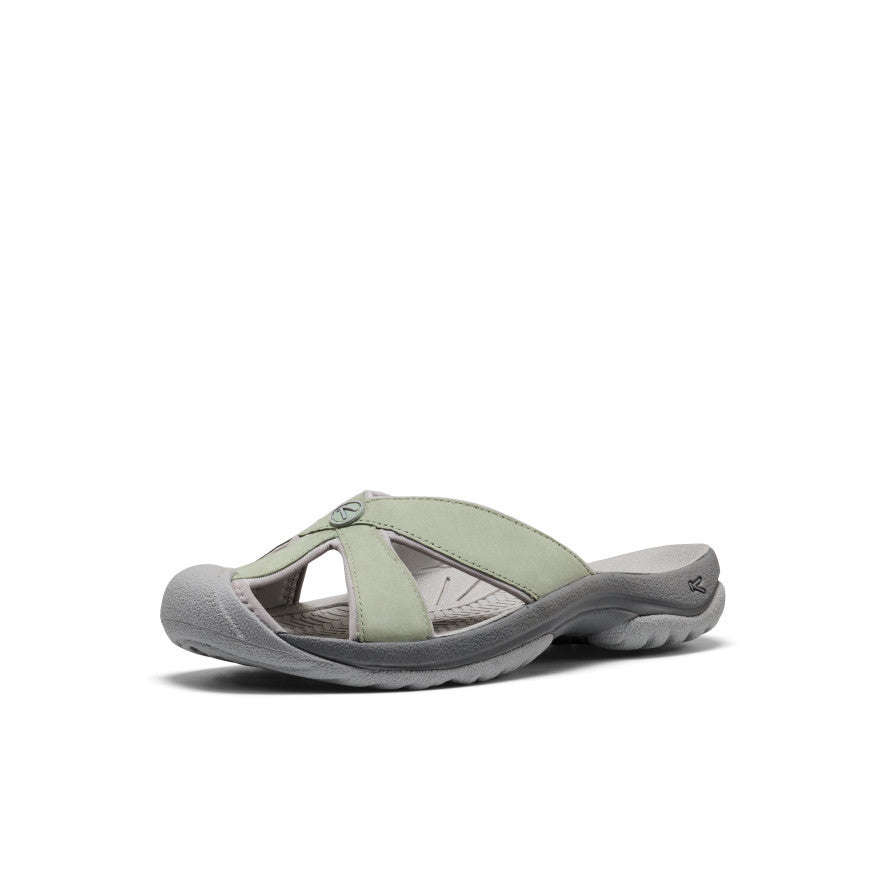 Womens Bali Leather Slide Sandal Lily PadSteel Grey